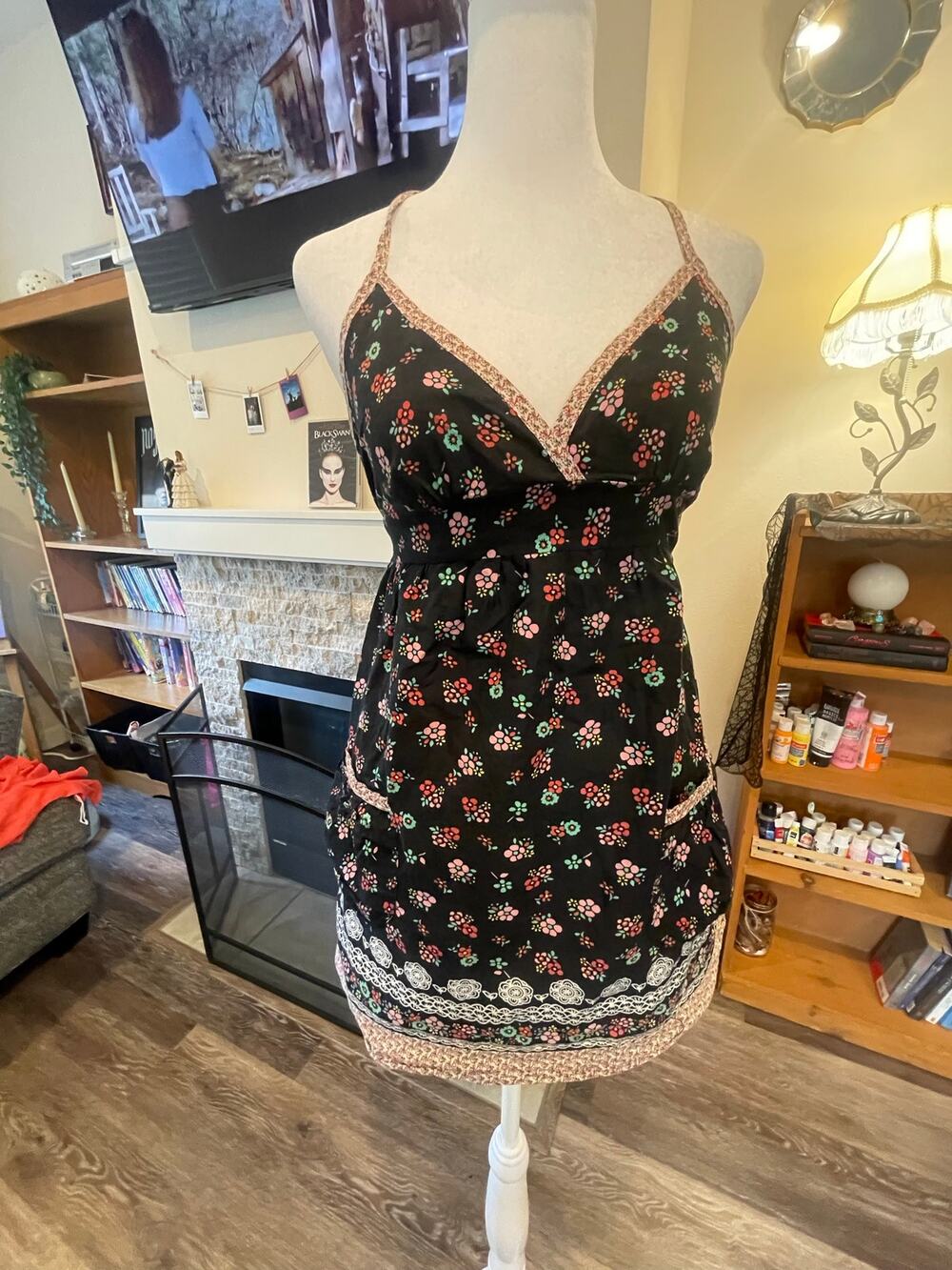 vintage forever 21 floral babydoll halter top